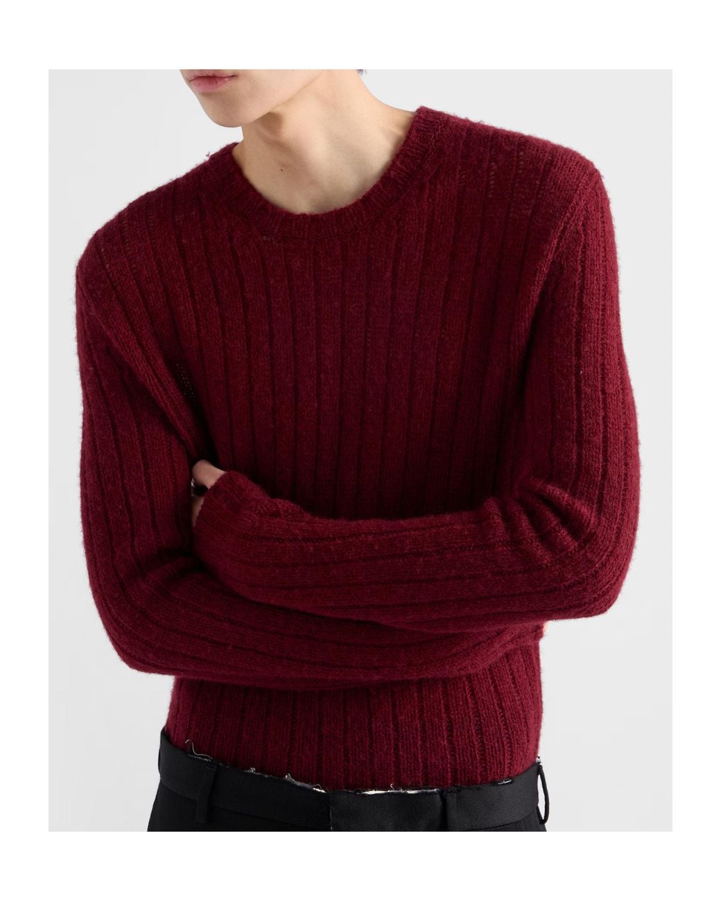 Prada Red Wool Crew-Neck Sweater for men