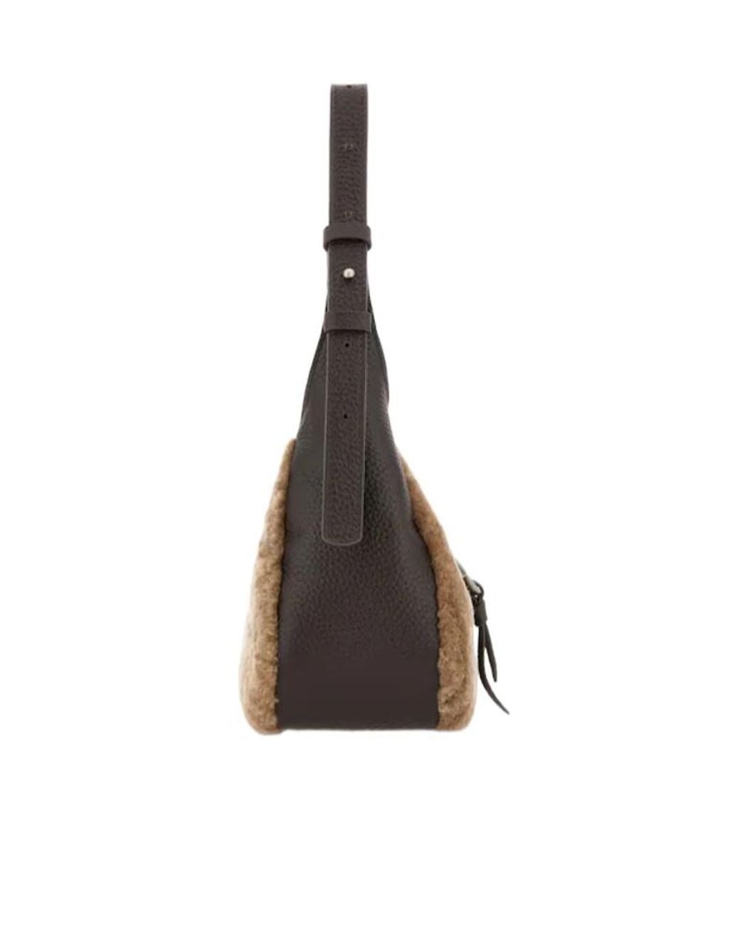 Hogan Brown Faux Fur Panel Shoulder Bag