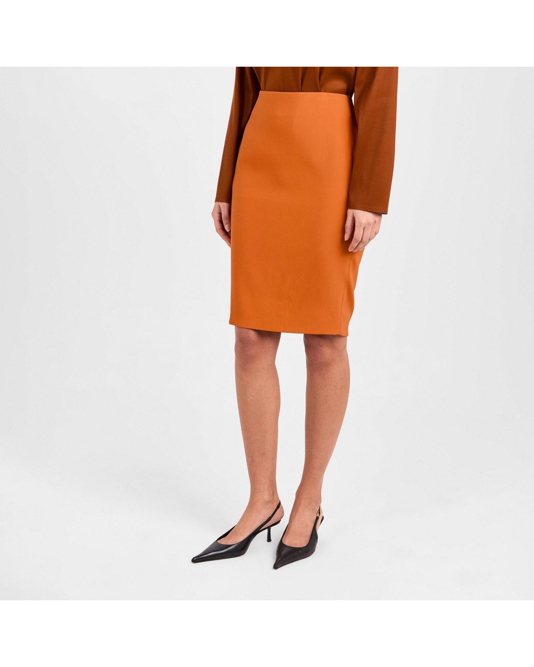 Saint Laurent Orange Cryn Stn Skrt Ld54