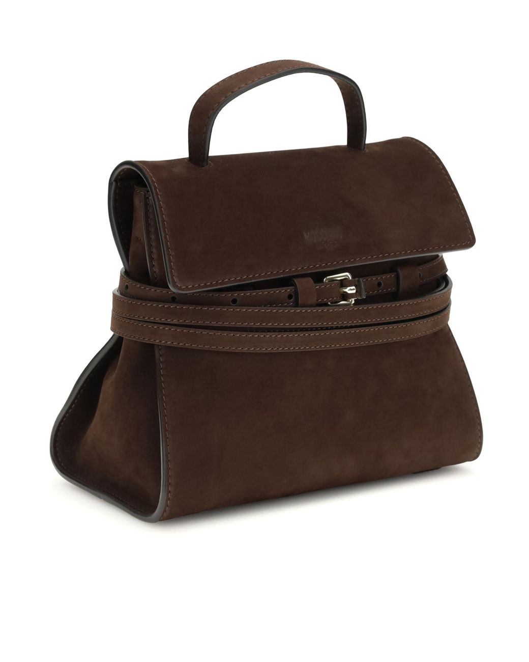 Moschino Brown Tie Me Logo Embossed Tote Bag