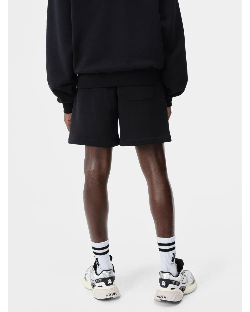 Amiri Black Logo Embroidered Shorts for men