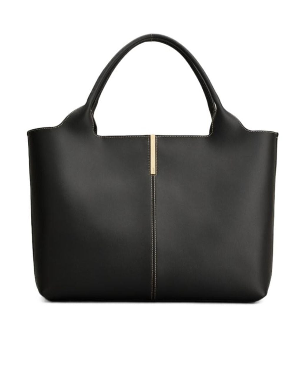 Tod's Black Logo Plaque Medium-Small Shopping Bag