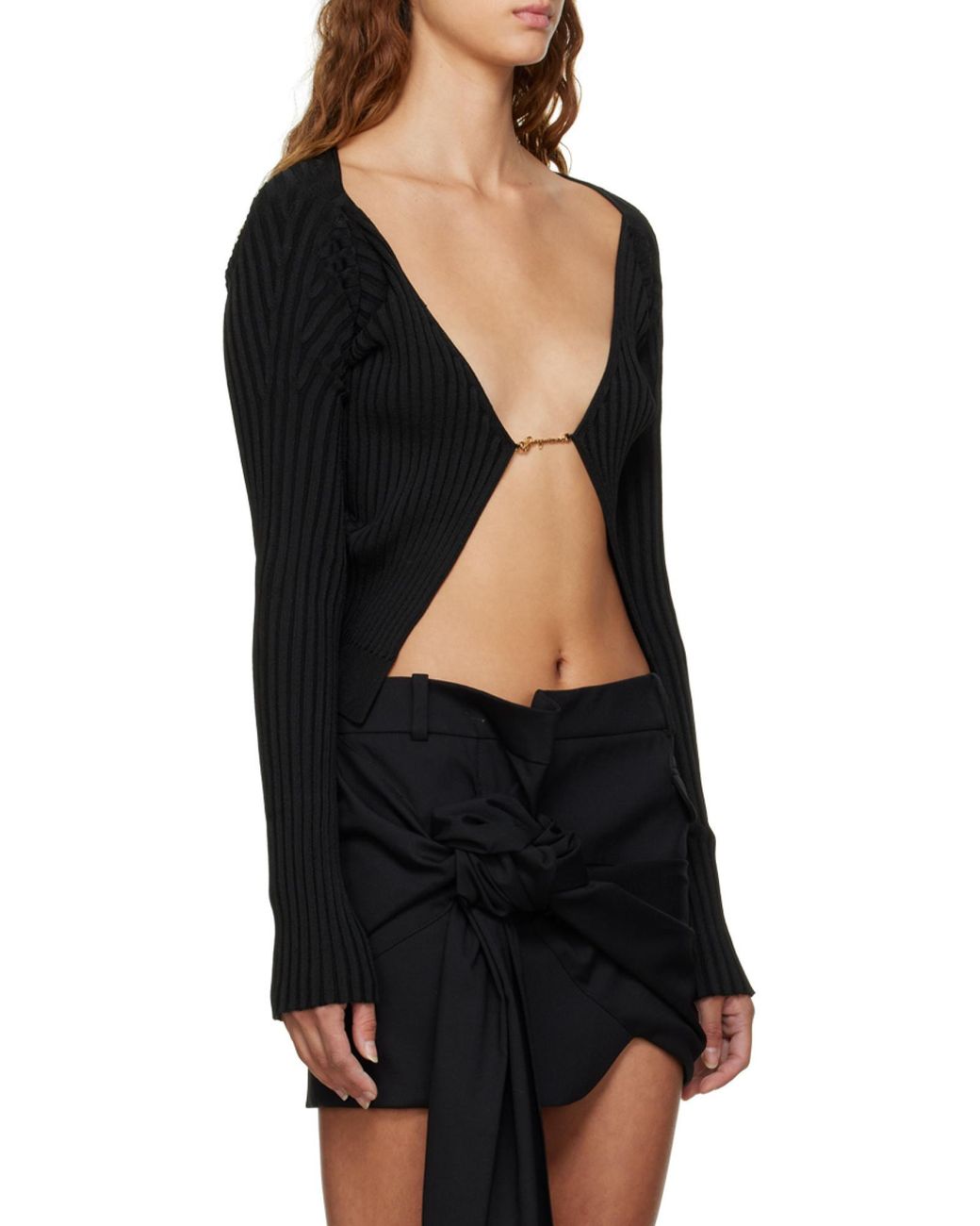 Jacquemus Black Logo Plaque Long-Sleeved Cardigan
