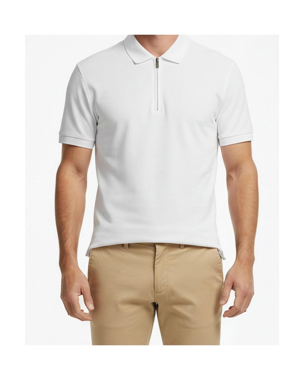 Tommy Hilfiger White Zip Short Sleeve Polo Shirt for men