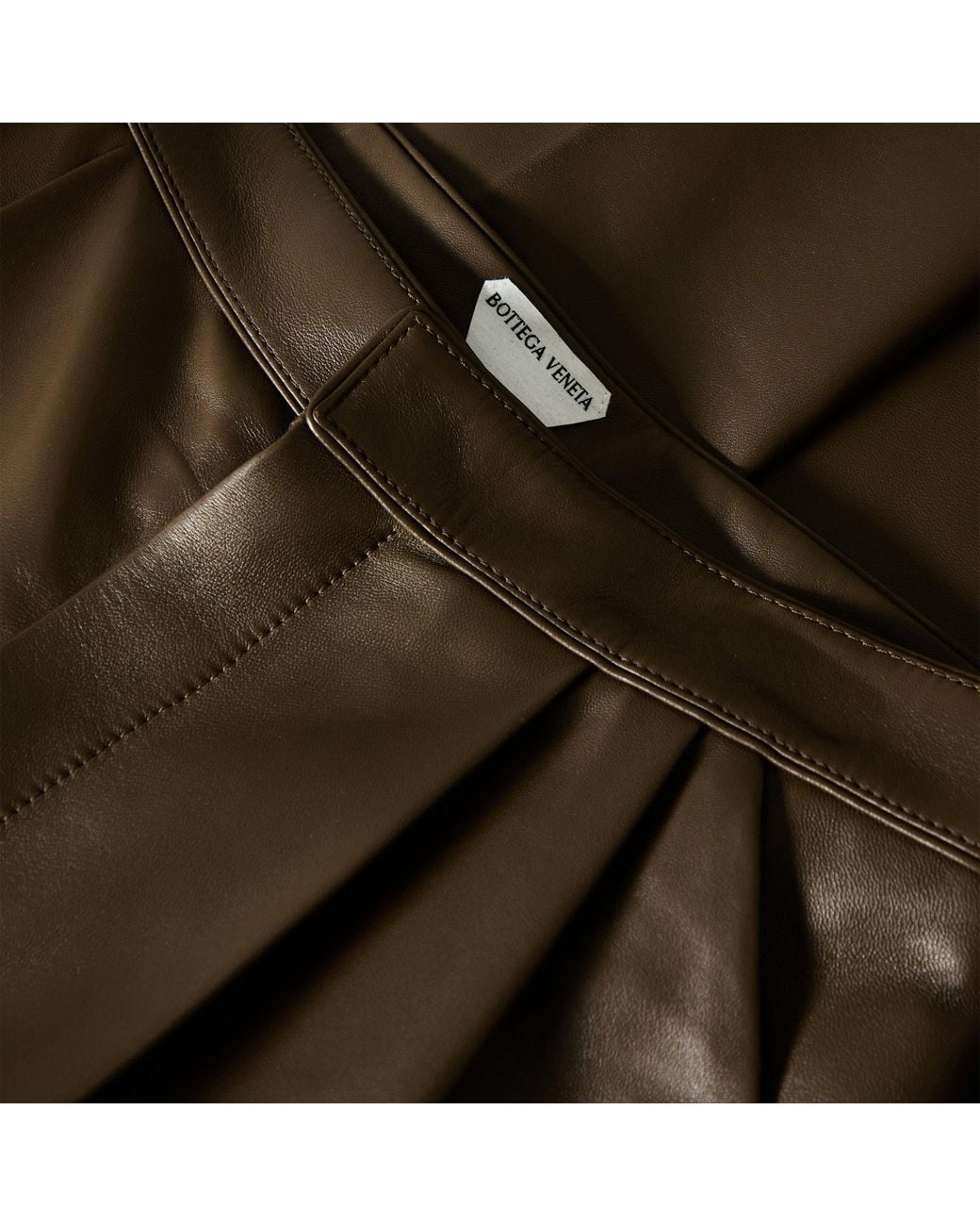Bottega Veneta Brown Faux Leather Wide-Leg Trousers
