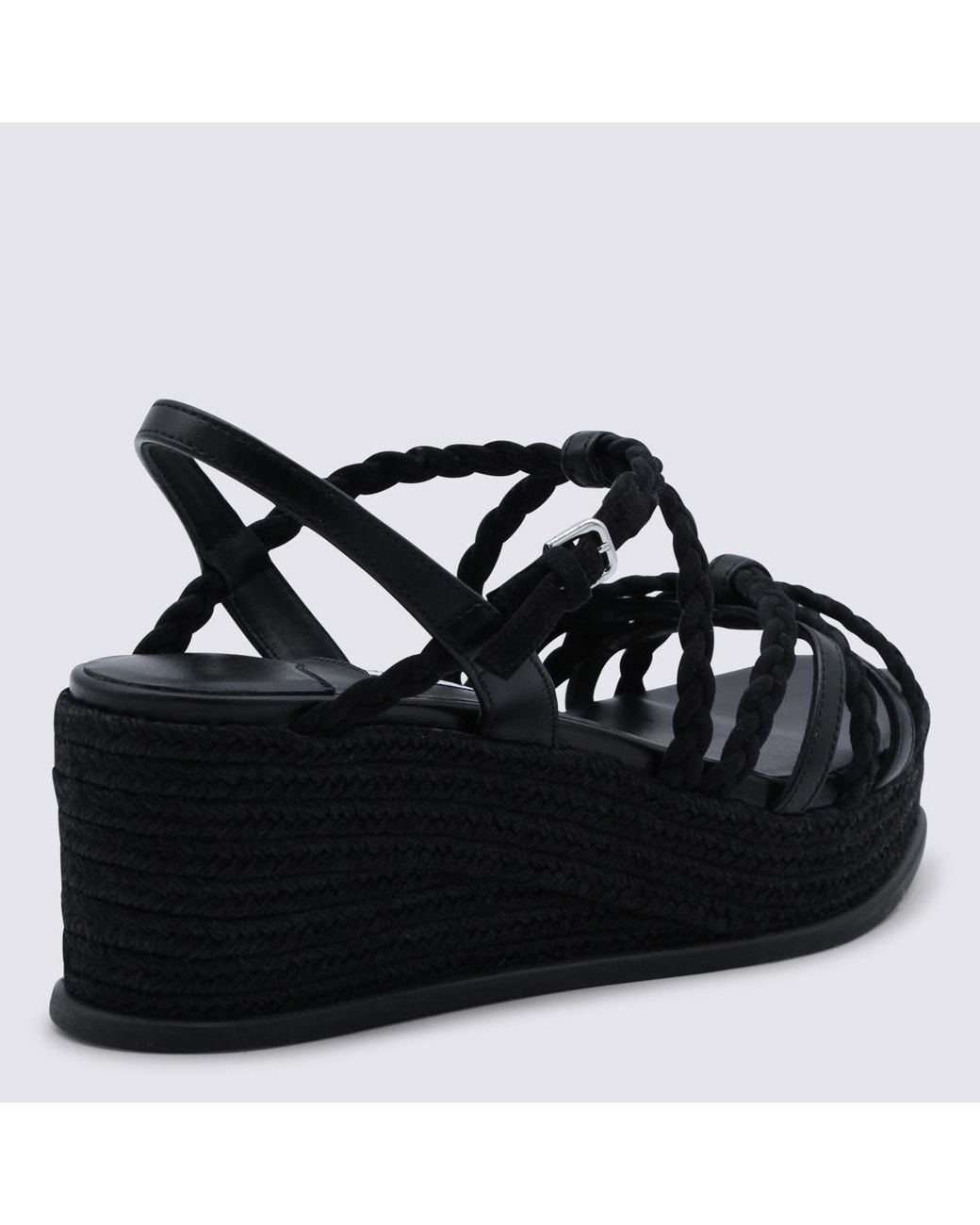 Jimmy Choo Black Nyra 60 Wedge Sandals