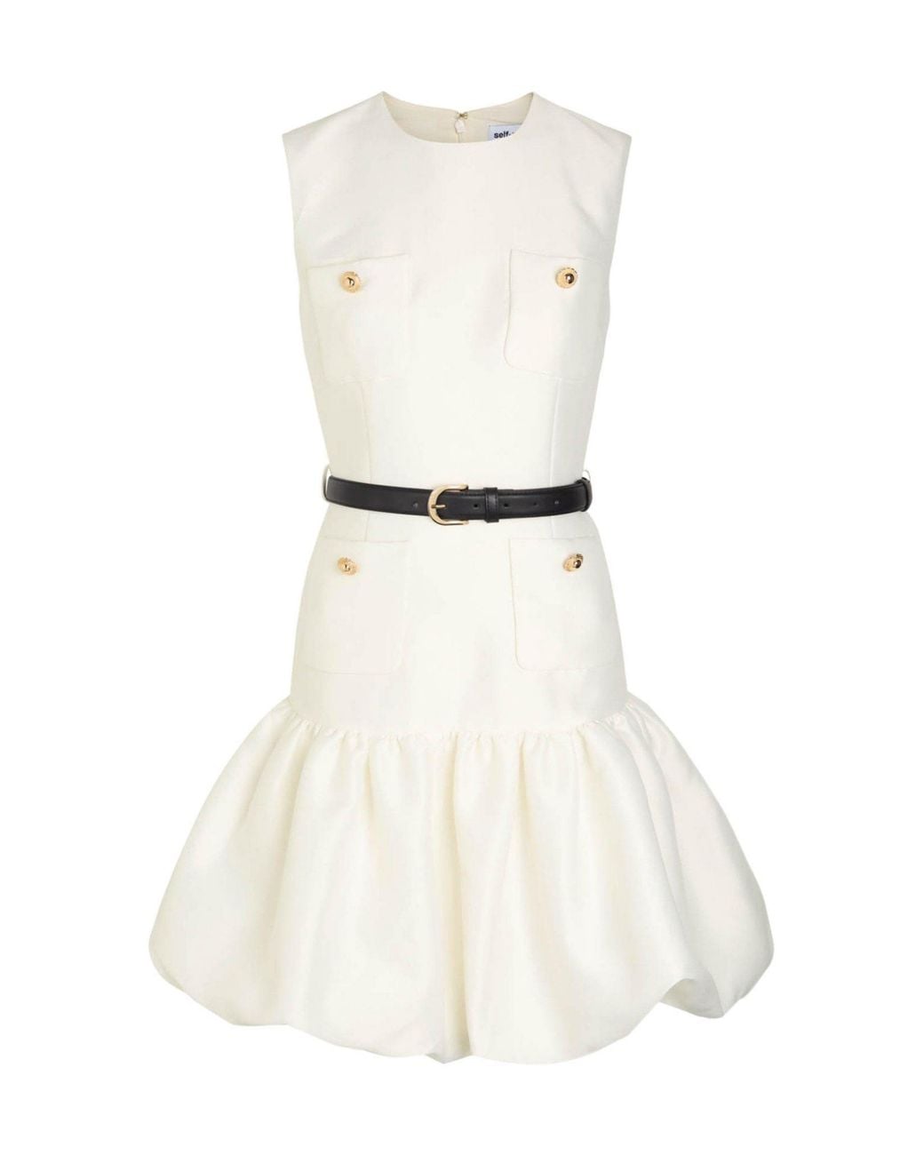 Self-Portrait White Sleeveless Short Dress