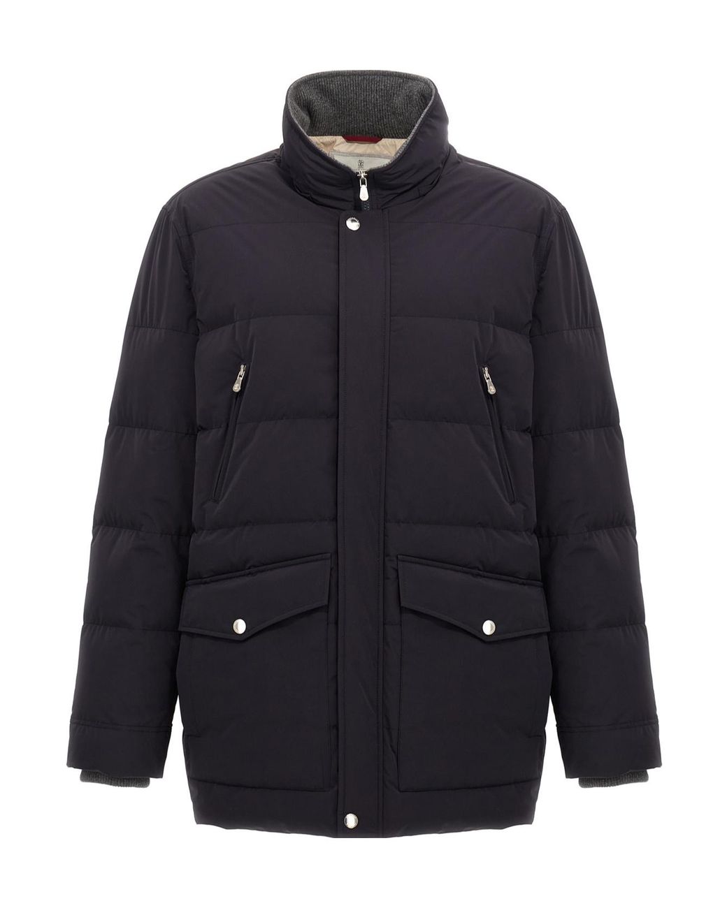 Brunello Cucinelli Blue Knit Insert Down Jacket for men
