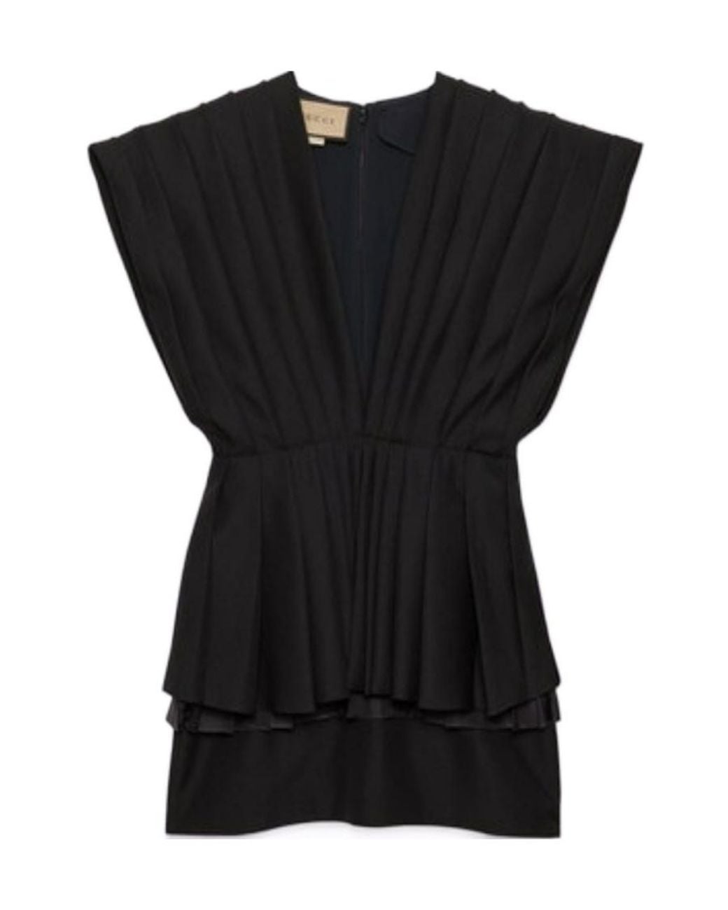Gucci Black Sleeveless Pleated Mini Dress