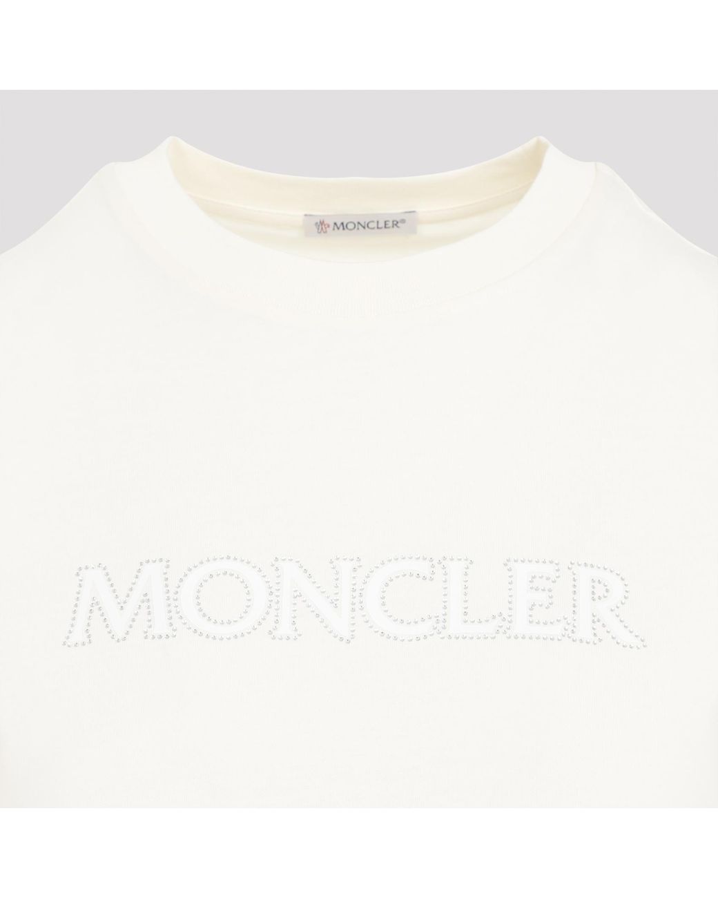 Moncler White Logo Embellished Crewneck T-Shirt