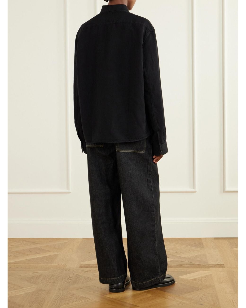 Studio Nicholson Black Cotton And Linen-Blend Shirt
