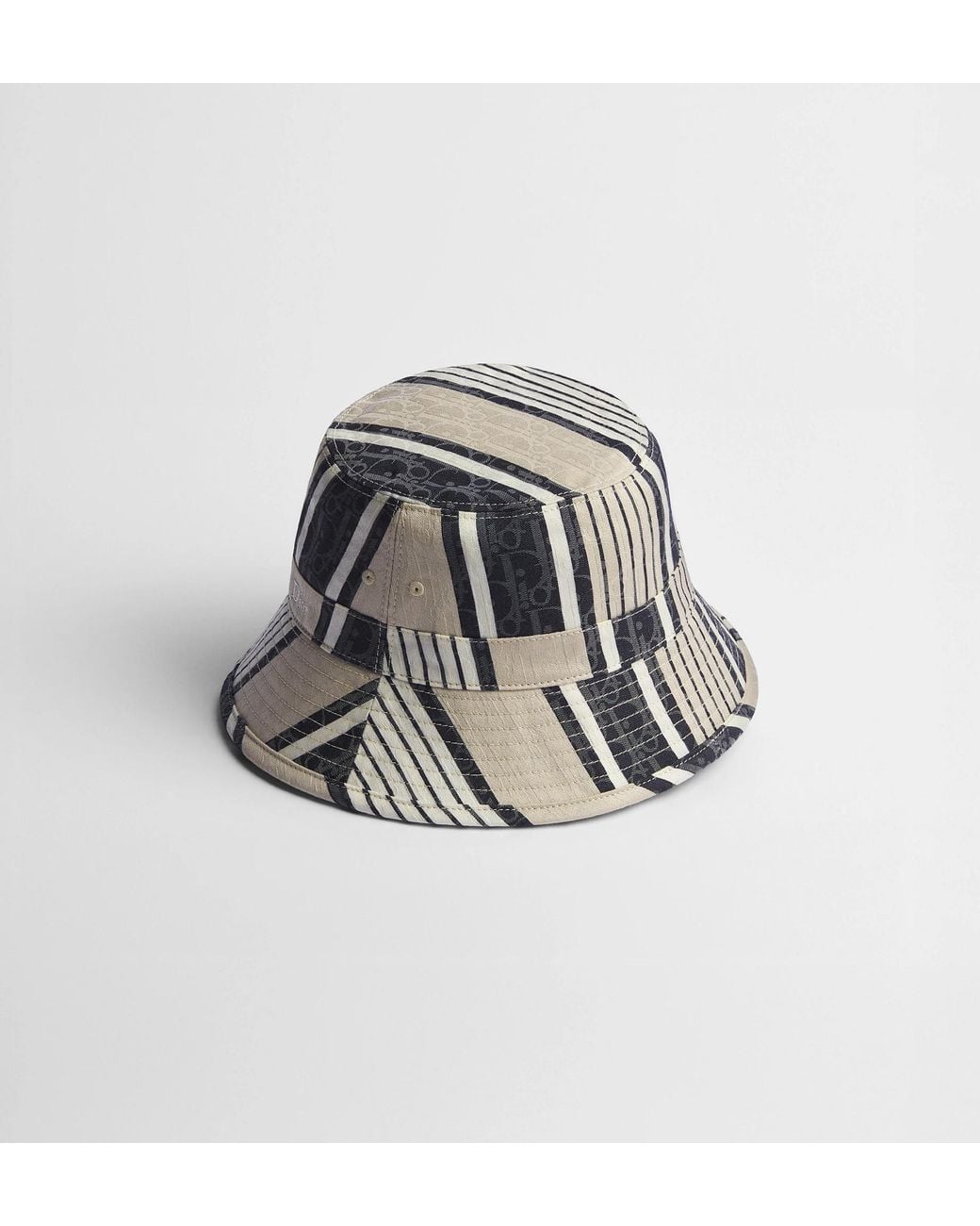 Dior White Iviera Oblique Sun Stripes Bucket Hat for men