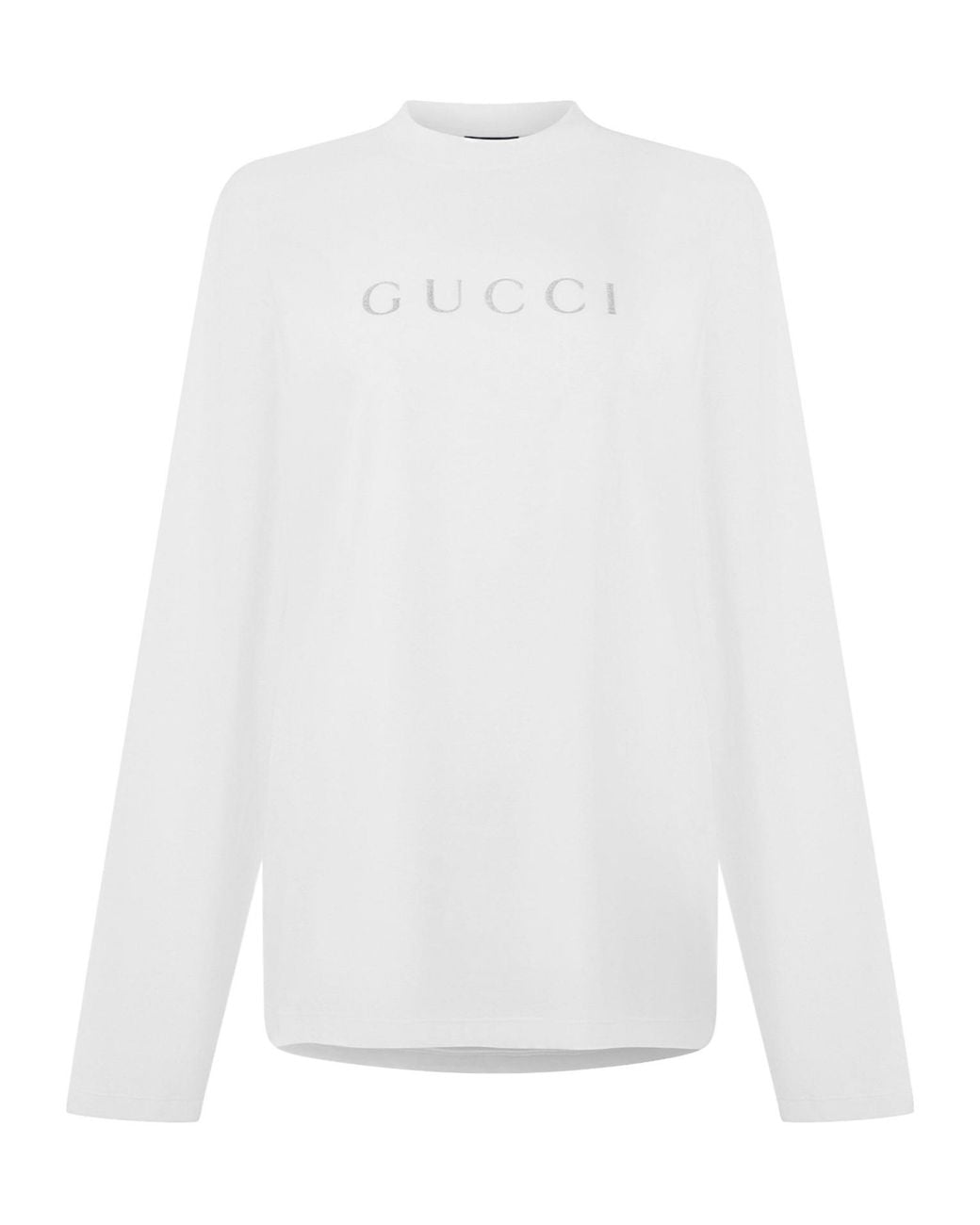Gucci White Mock Neck Long Sleeve Top