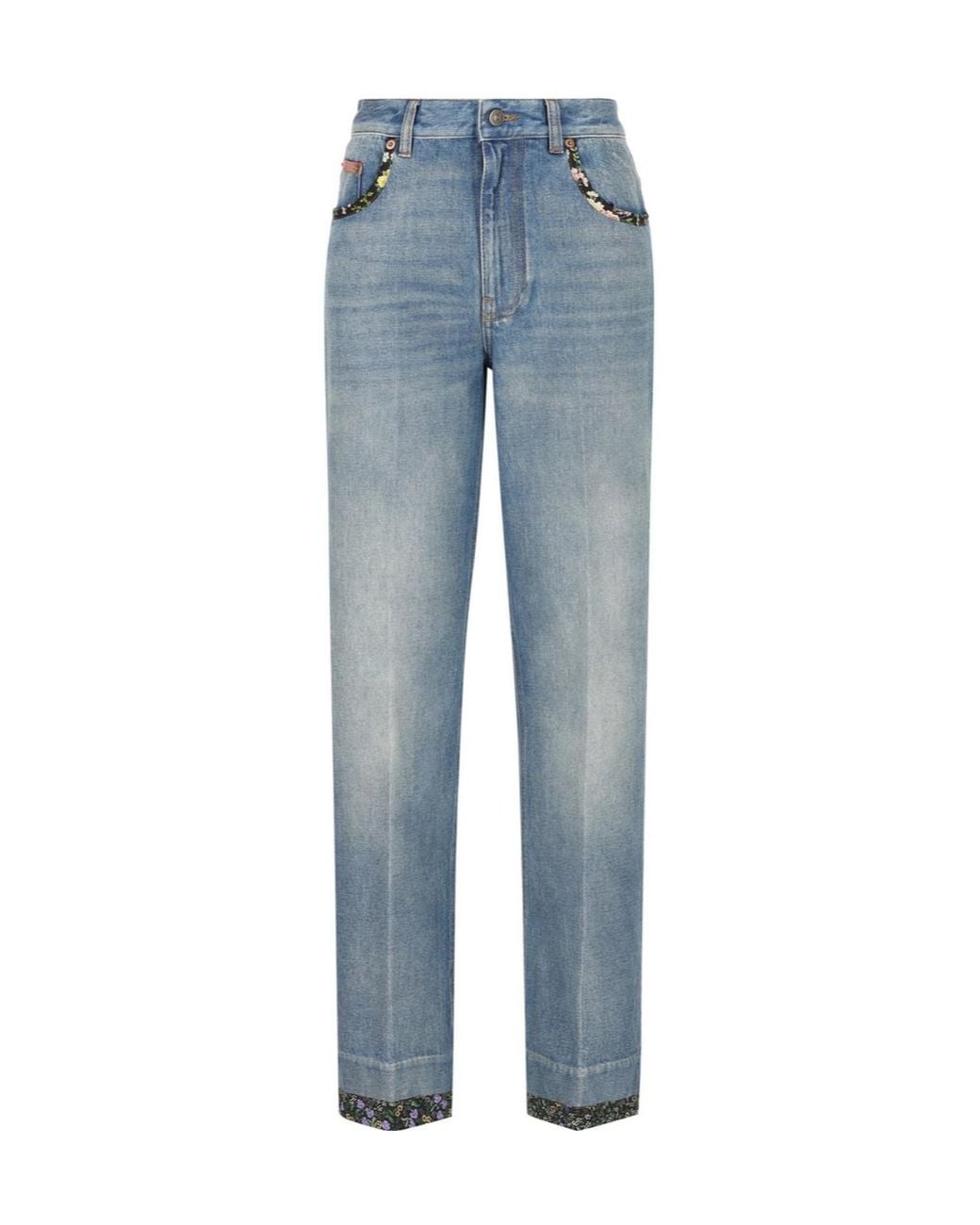 Valentino Blue Logo Patch Boyfriend Jeans