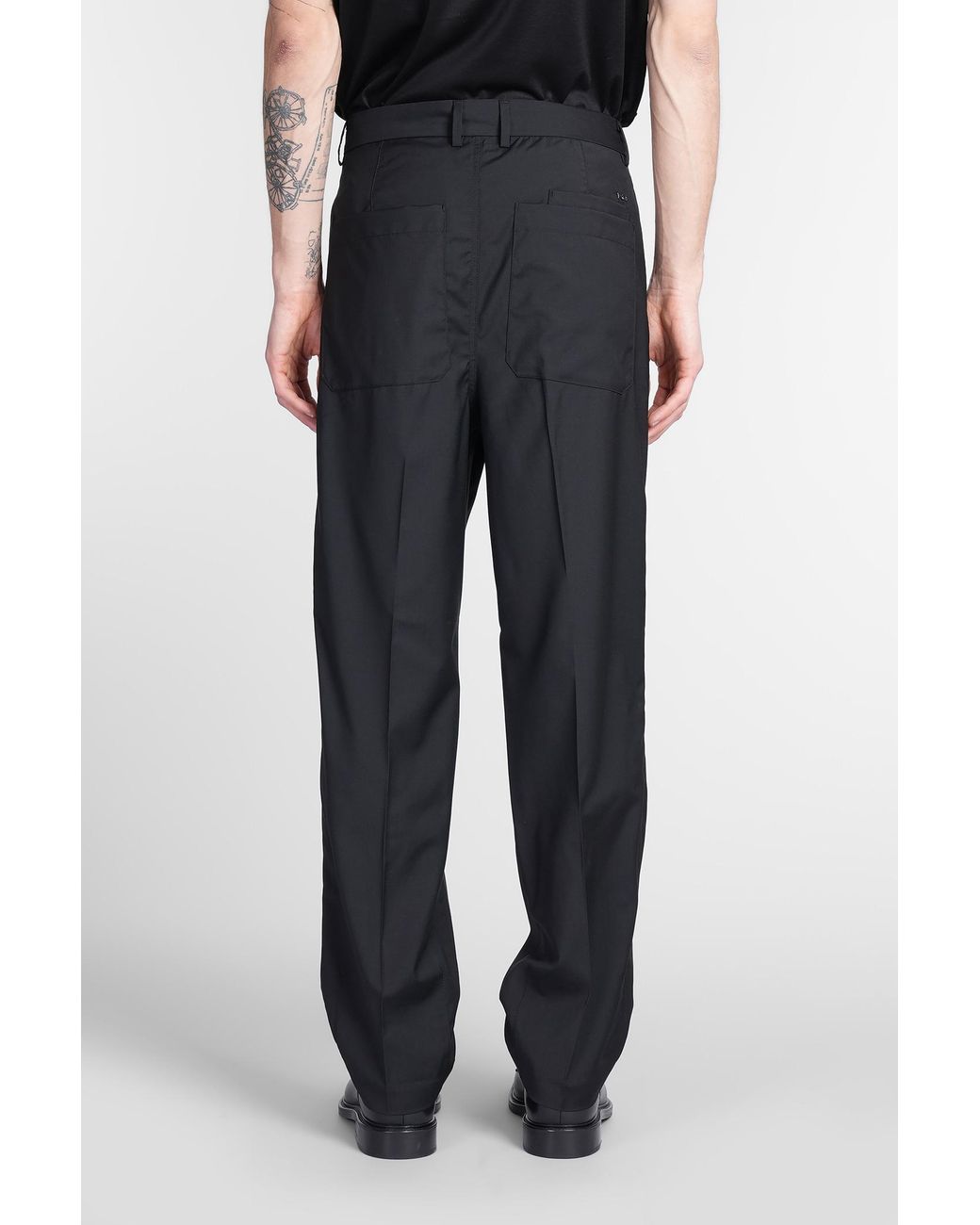 Emporio Armani Black Pleated Oversized Trousers for men