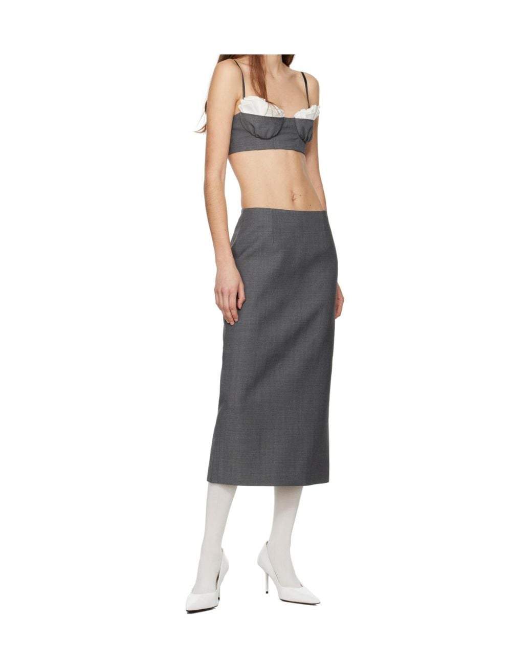 ShuShu/Tong Blue Mélange-Effect Midi Skirt