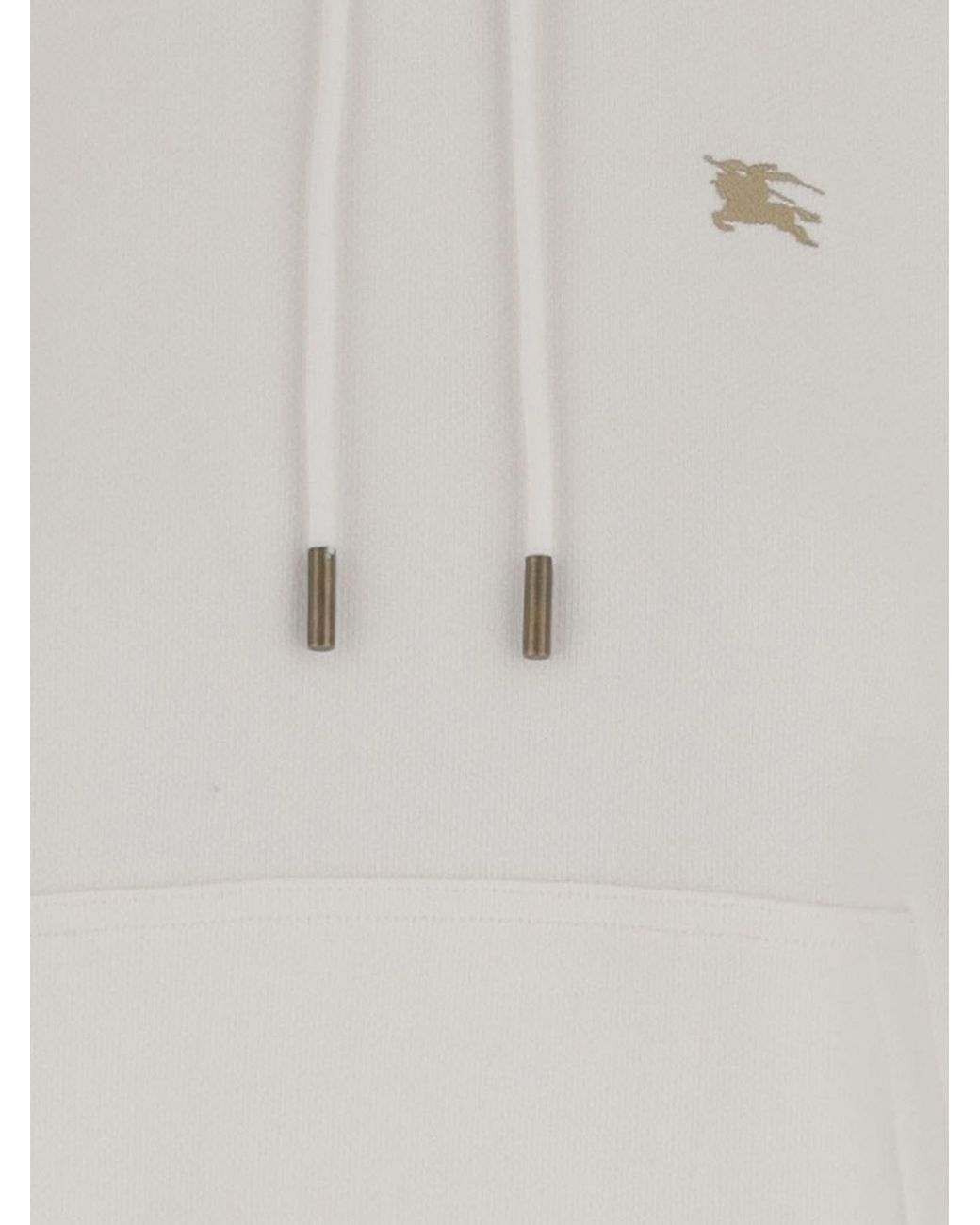 Burberry White Ekd Embroidered Drawstring Hoodie