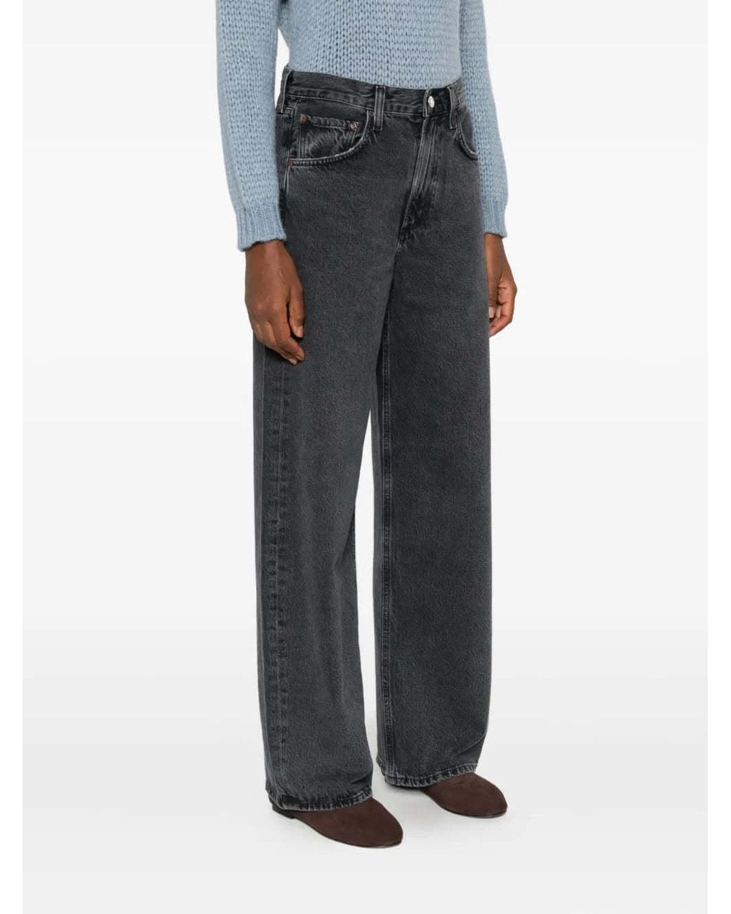 Agolde Gray Five-Pocket Denim Trousers