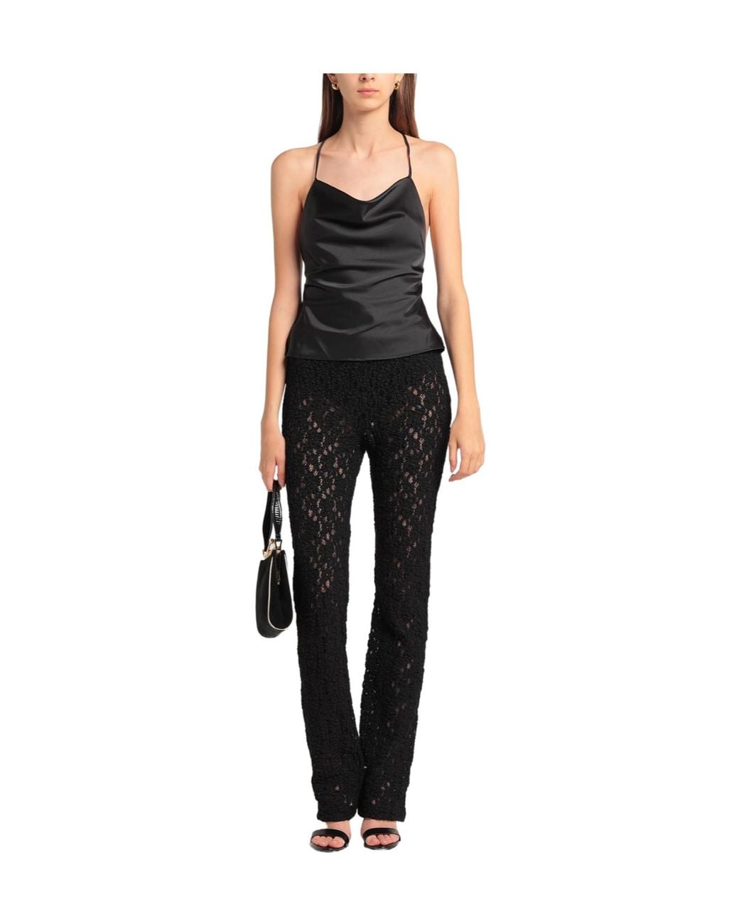 Chloé Black Solid Lace Straight-Leg Pants