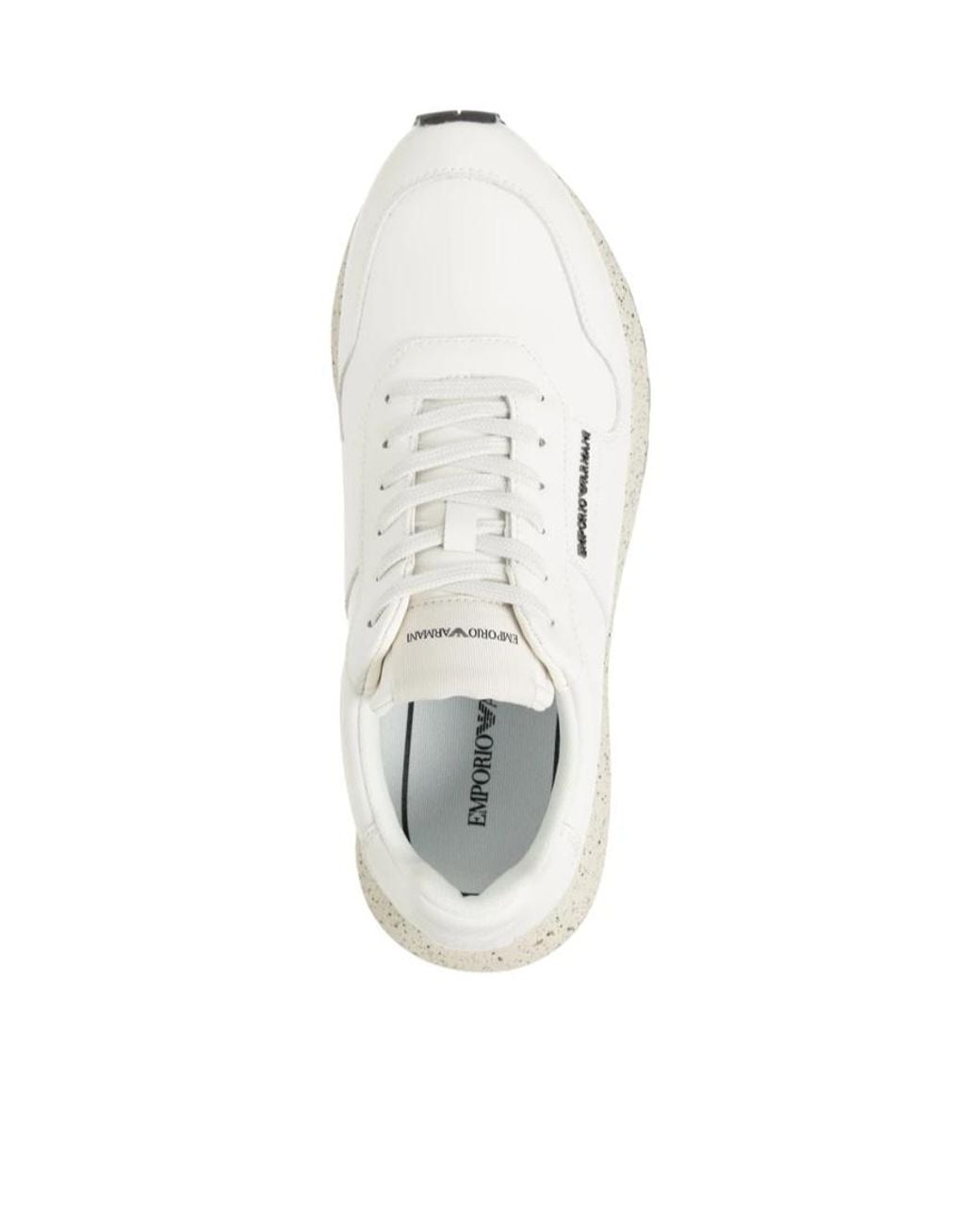 Emporio Armani White Round Head Lacing Casual Sneakers for men