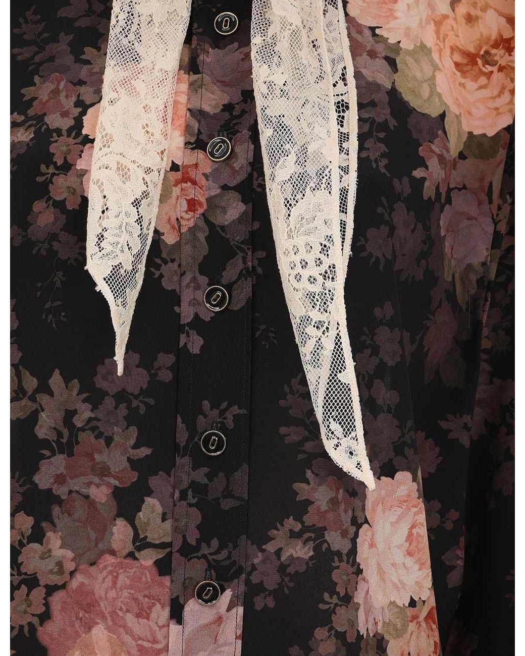 Zimmermann Black Illustration Lace Scarf Shirt