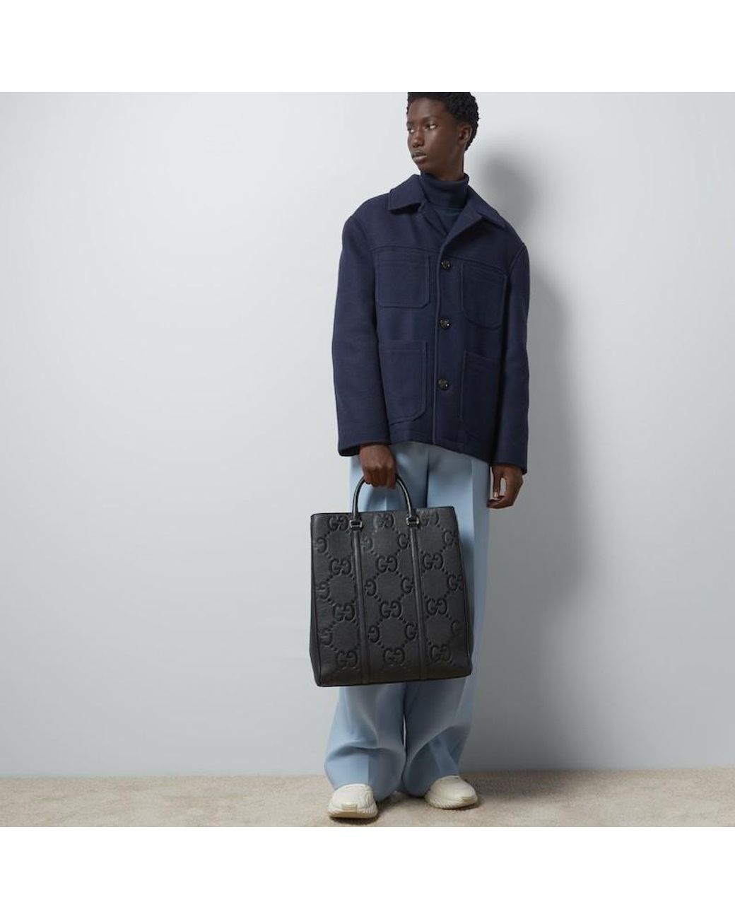 Gucci Black Medium Jumbo Gg Leather Tote Bag for men