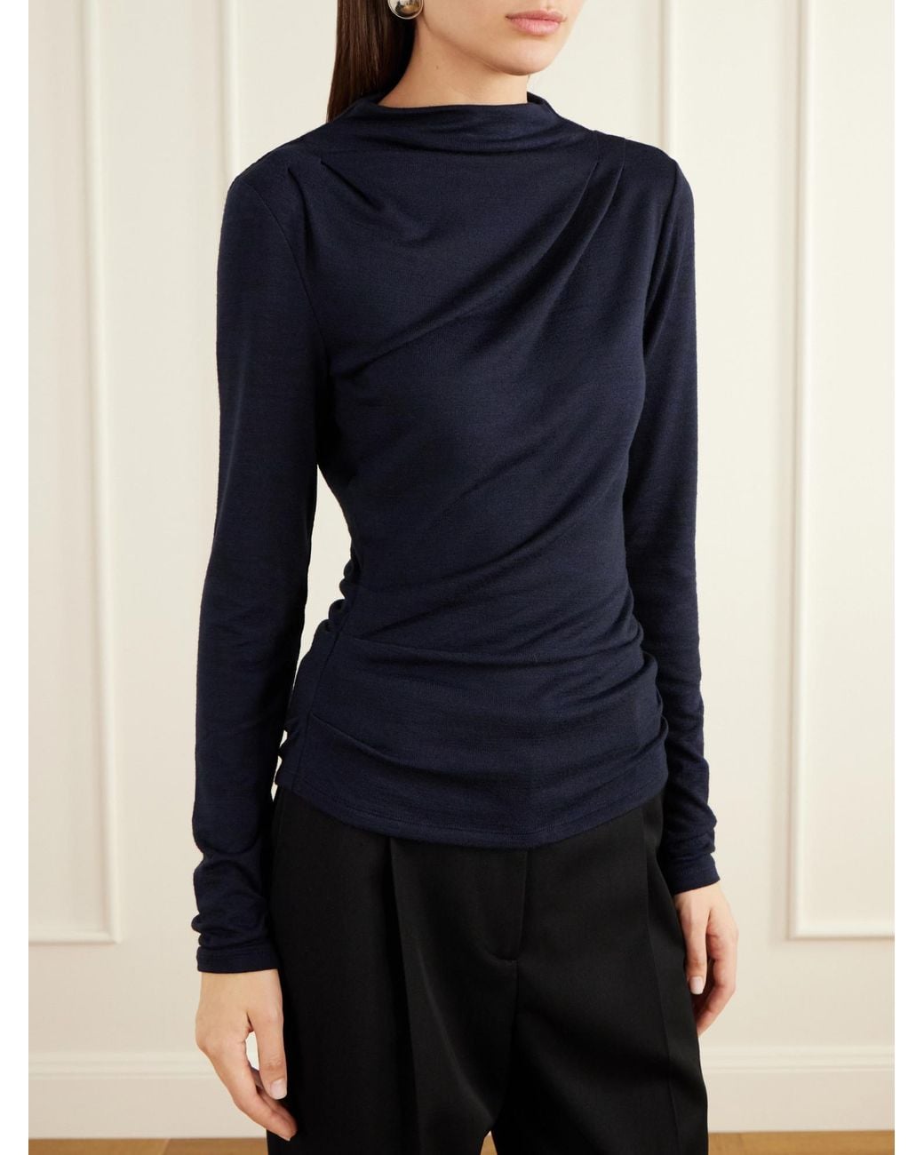 Proenza Schouler Blue Mimi Draped Stretch-Jersey Top