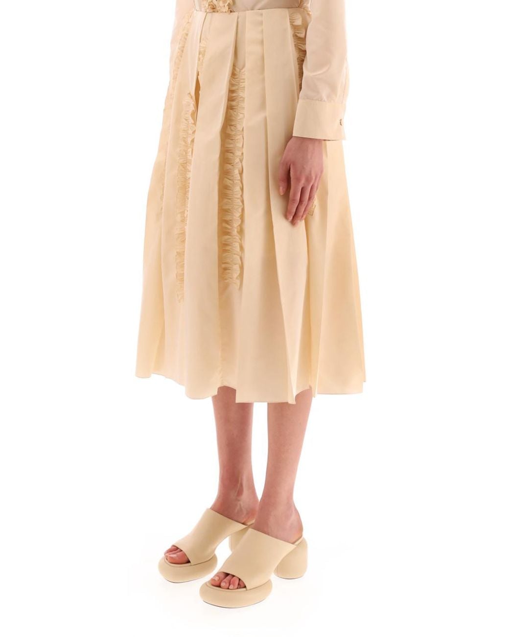 Jil Sander Natural Pleated Skirt