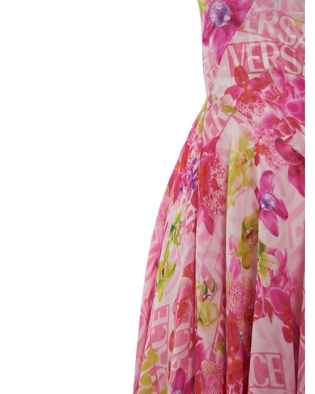 Versace Red Orchid Print Mini Dress