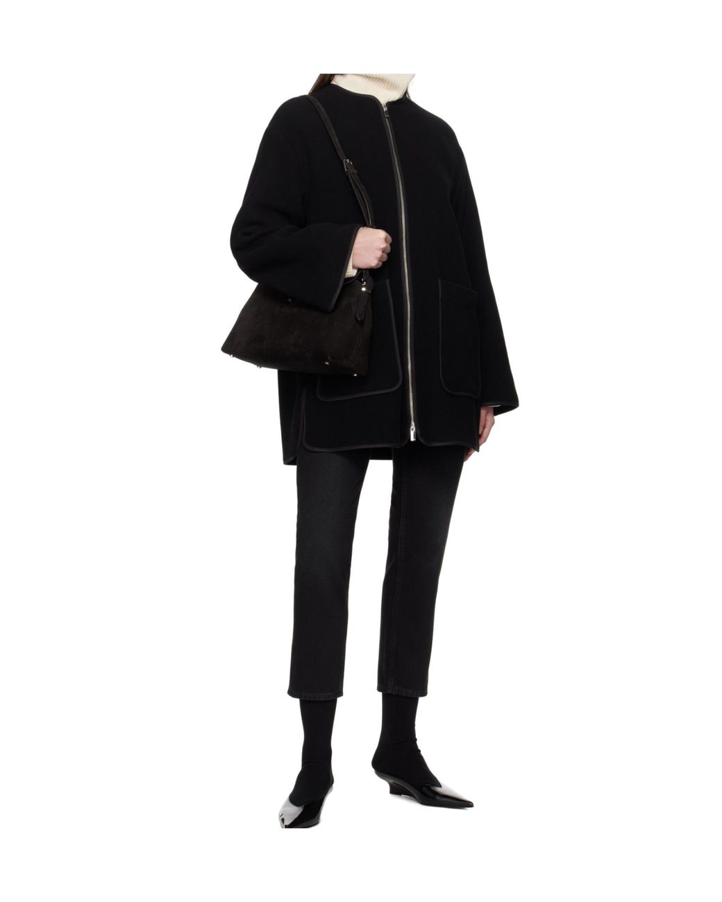 Totême Black Totême Pocket Detailed Zip-Up Jacket