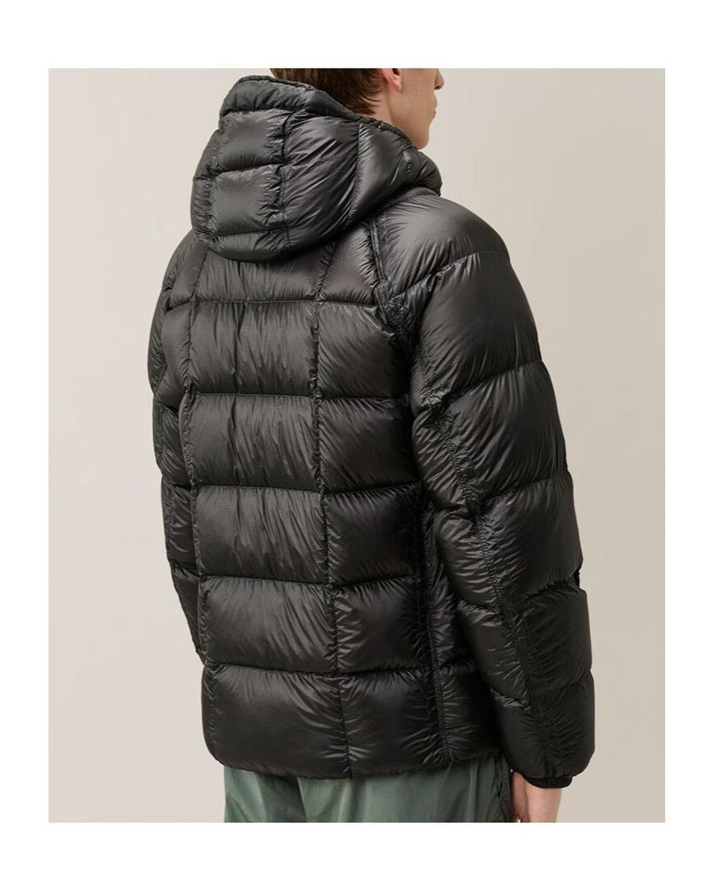 C P Company Black Lightweight Matte Micro-Ripstop Down Jacket With Adjustable Hood for men