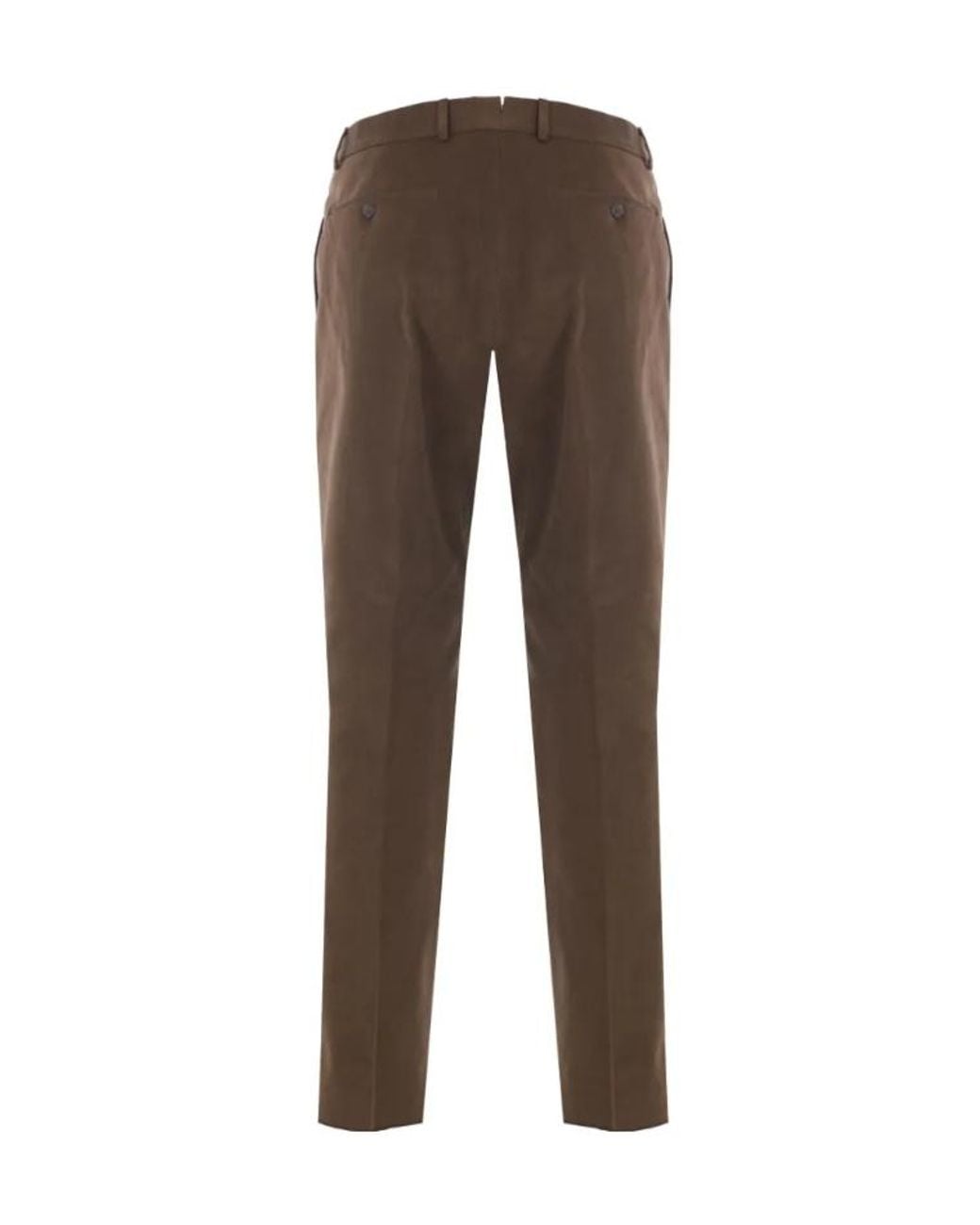 Caruso Brown Pleated Moleskin Trousers for men