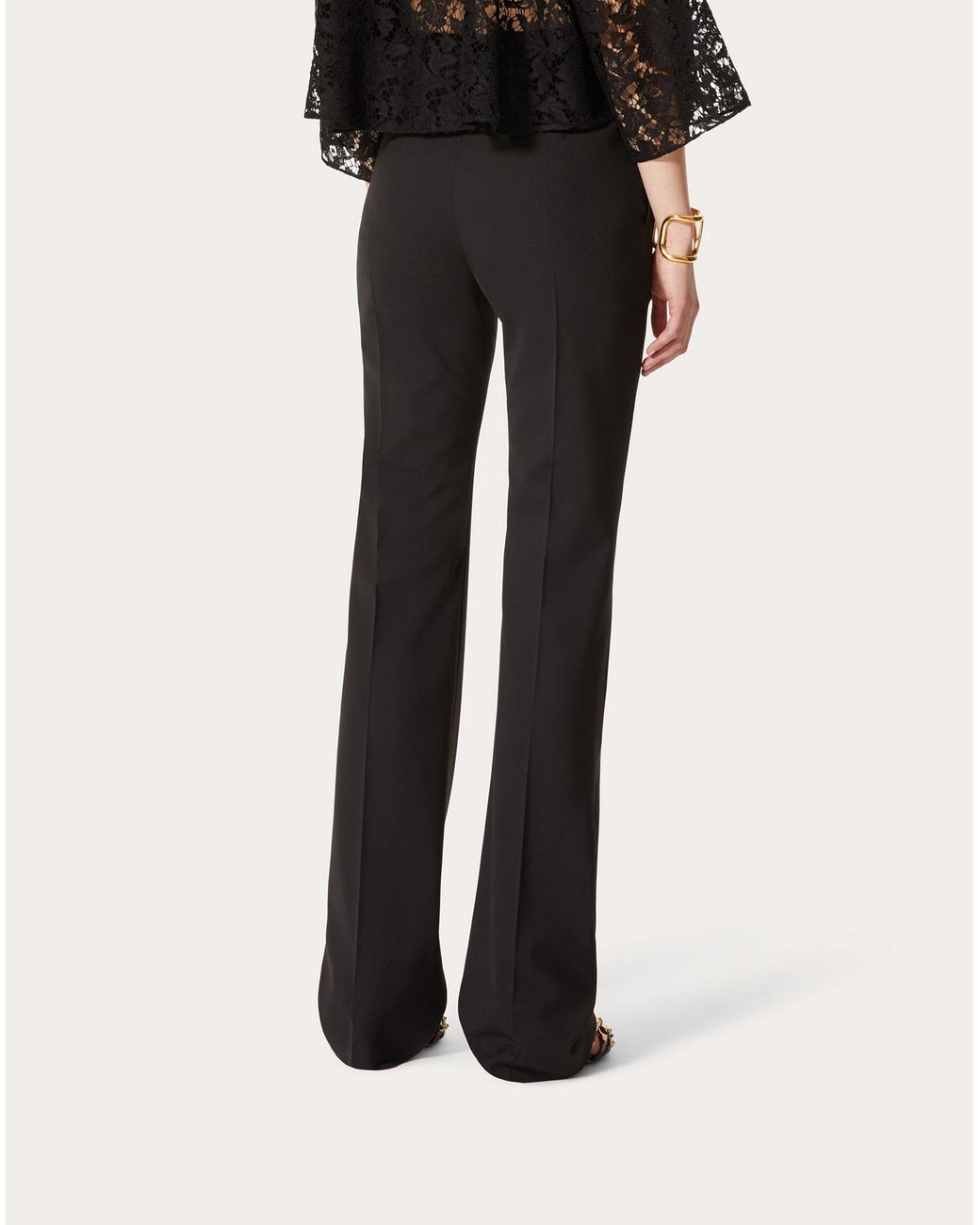 Valentino Black Vlogo Belt Wide-Leg Trousers