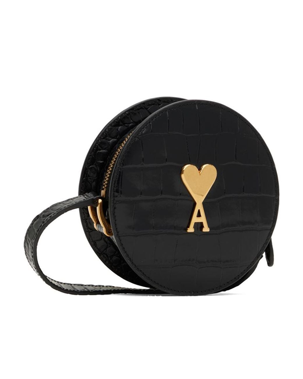 AMI Black Round Paris Shoulder Bag