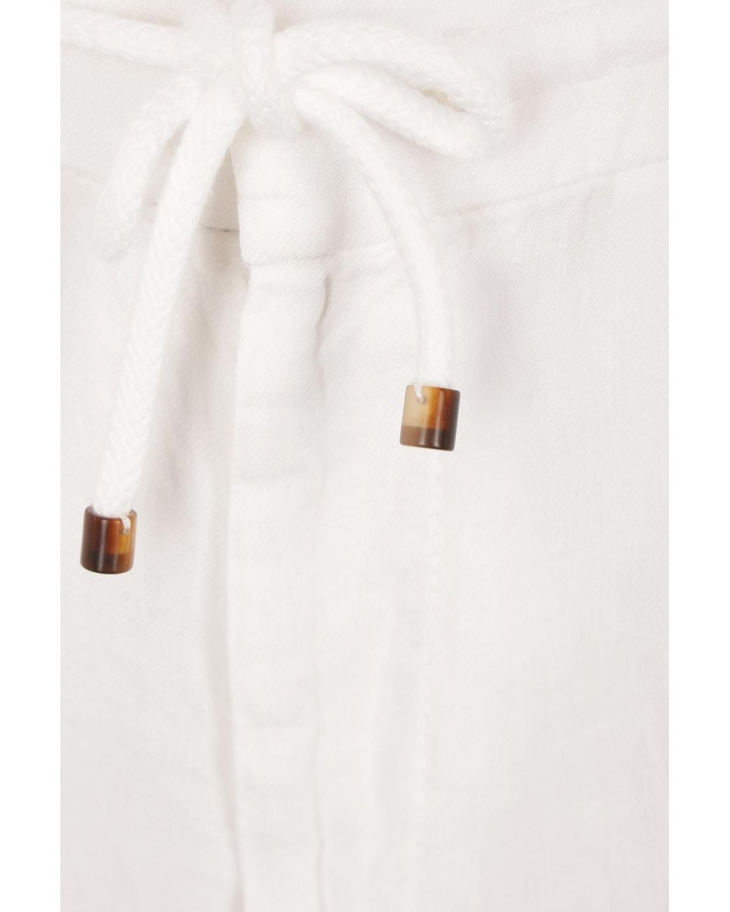 Brunello Cucinelli White Elasticated Waistband Drawstring Pants for men