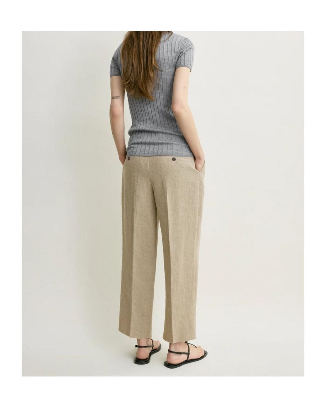 Totême Gray Totême Button Detailed Ribbed-Knit Polo Shirt