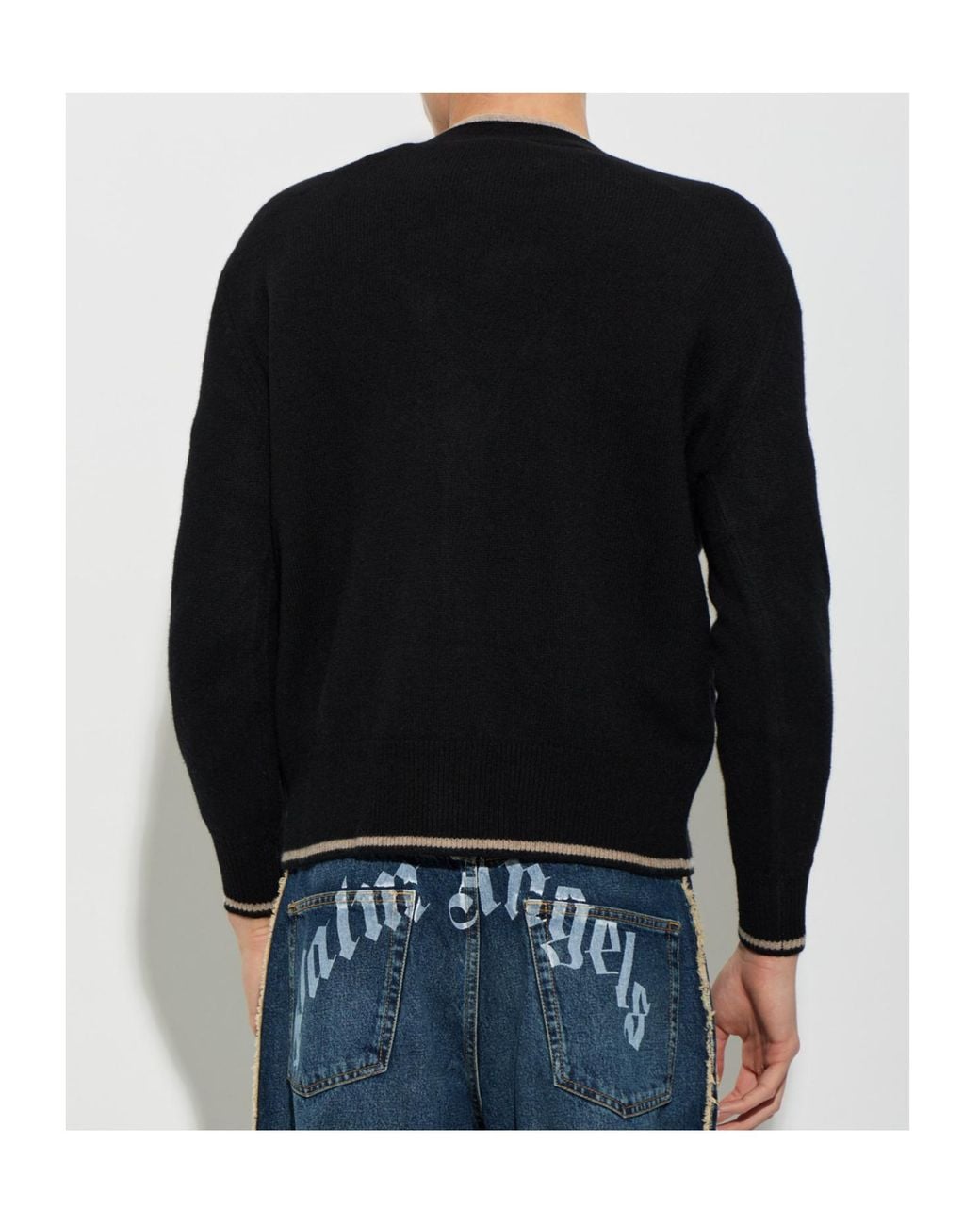 Palm Angels Black Long-Sleeve Cardigan for men