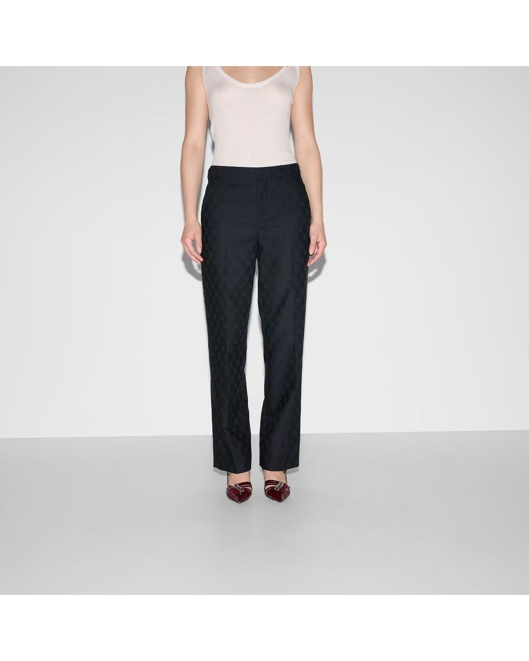 Gucci Blue Gg Wool Pant