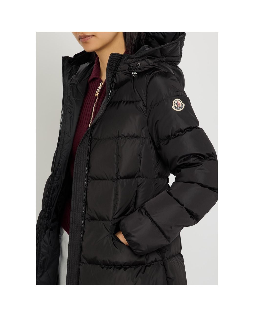 Moncler Black Hooded Long Down Coat
