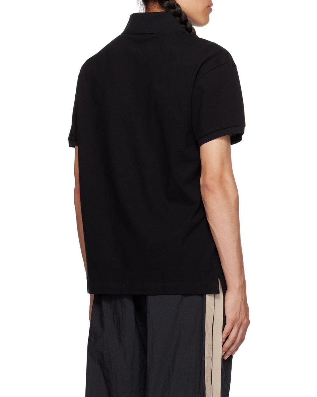 Palm Angels Black Logo Embroidered Polo Shirt for men
