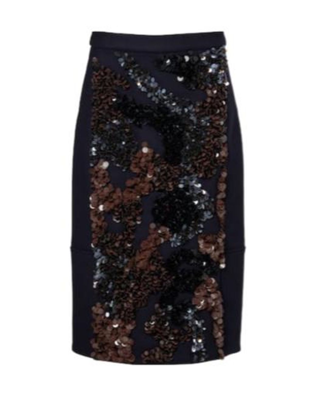 Plan C Black Sequined Wool-Blend Midi Skirt