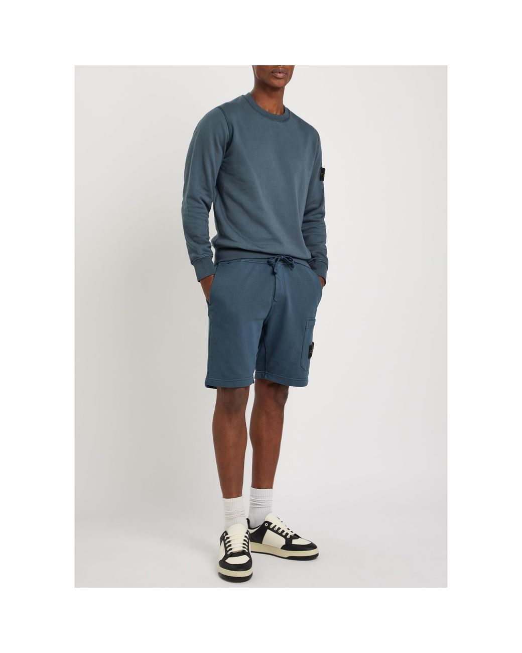Stone Island Blue Drawstring Utility Shorts for men