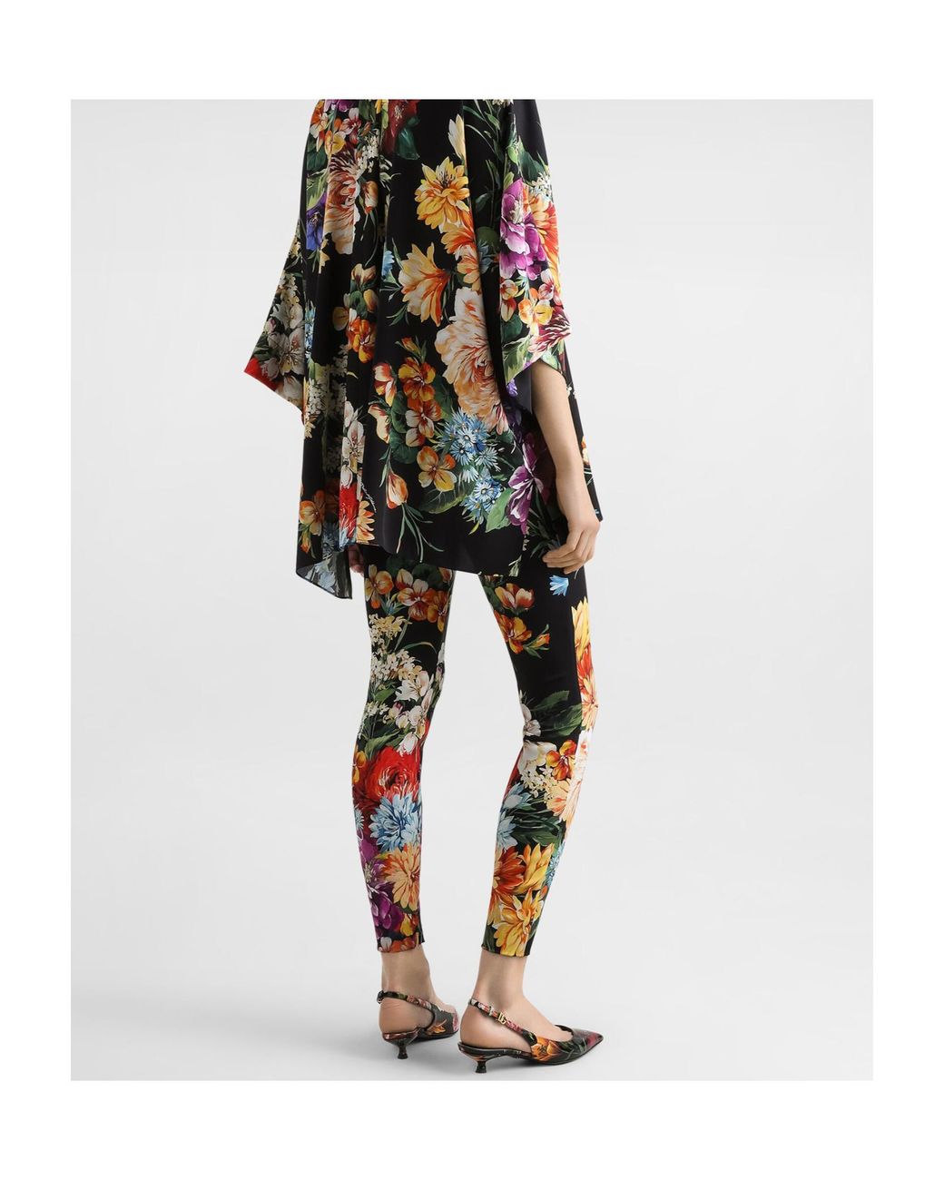 Dolce & Gabbana Red Floral-Print Leggings