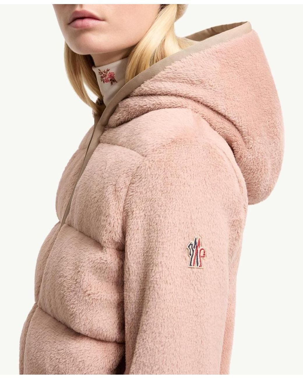 Moncler Pink Grenoble Padded Fleece Hooded Jacket