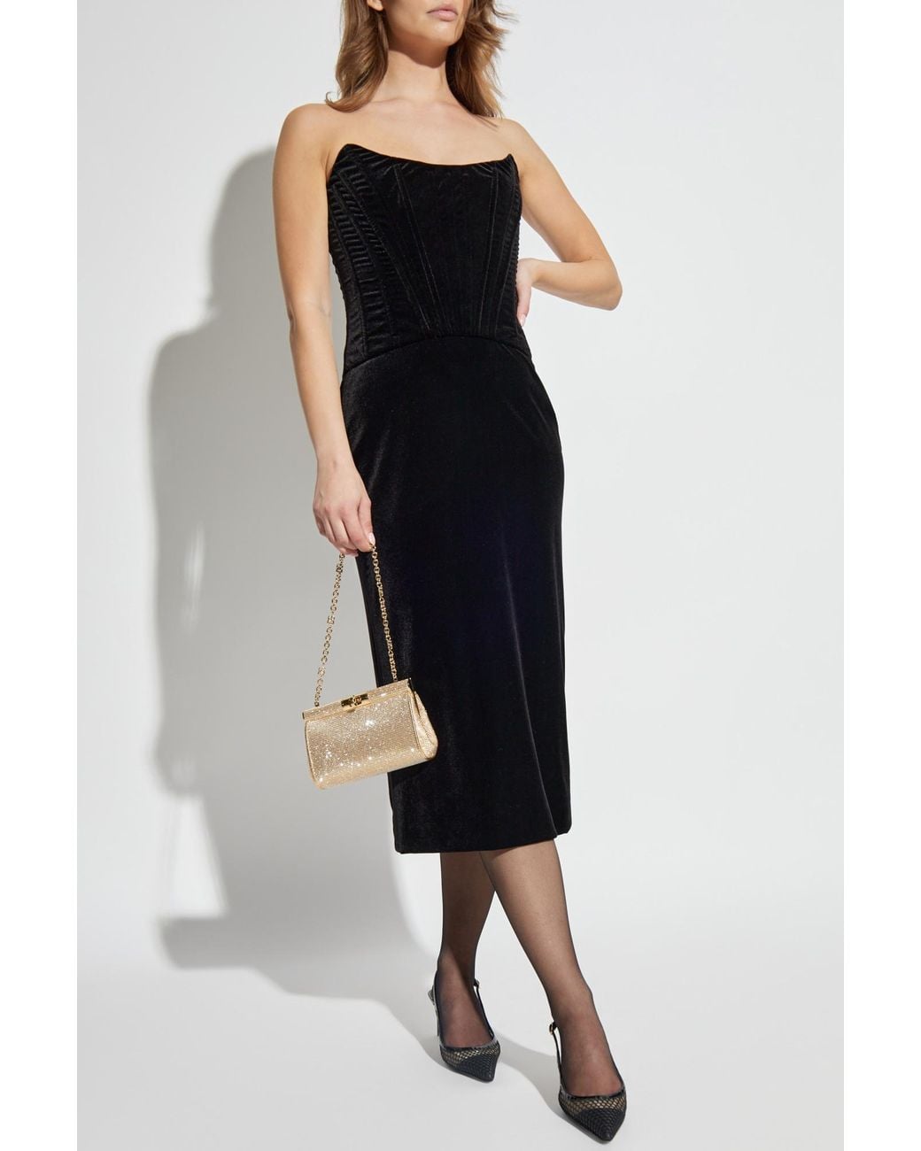 Dolce & Gabbana Black Sleeveless Velvet Dress