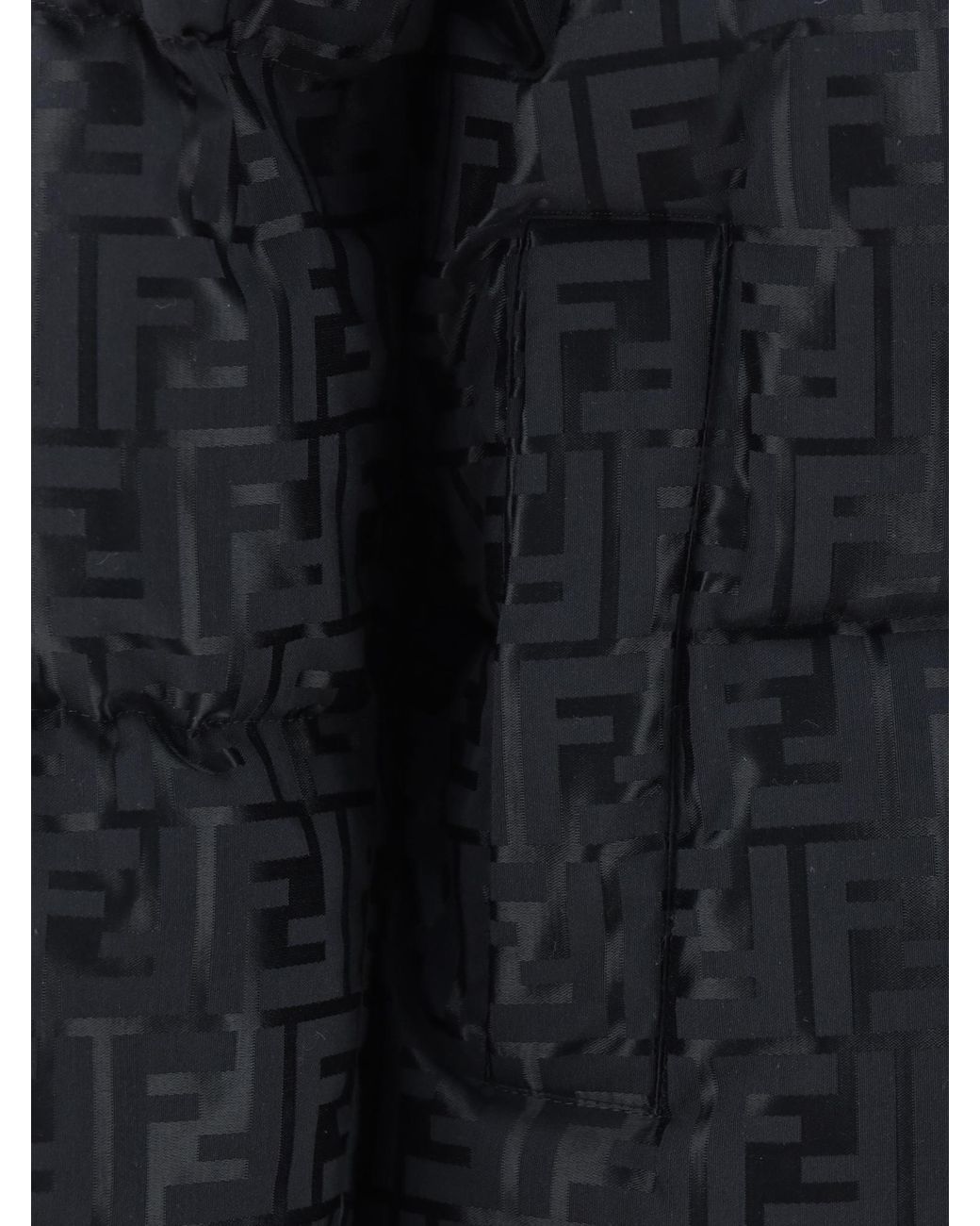 Fendi Black Ff Jacquard Hooded Jacket