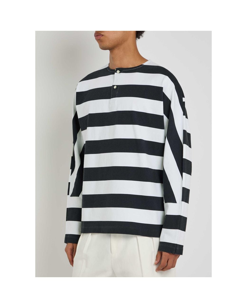 Jacquemus Black Simple Striped Cotton T-Shirt for men