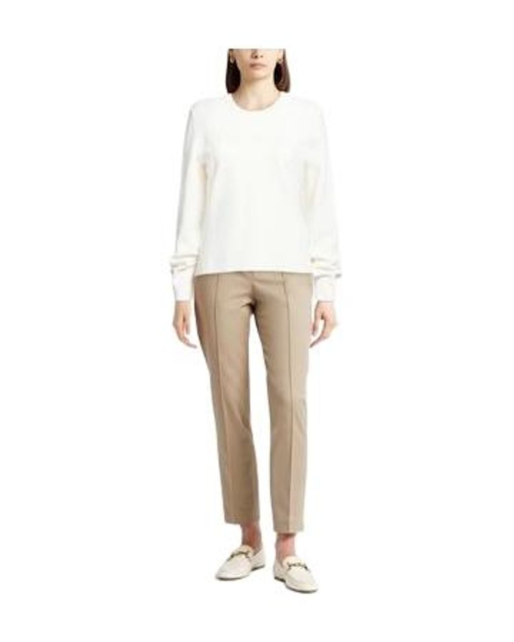Max Mara White Crew-Neck Long-Sleeve Knit Top