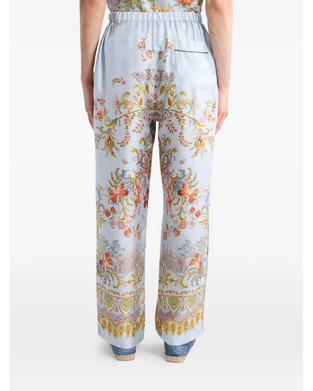 Etro White Wide-Leg Printed Pants for men