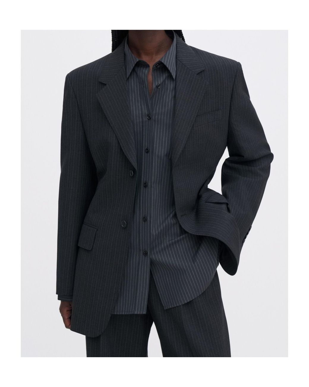 Filippa K Black Pinstripe Single-Breasted Jacket
